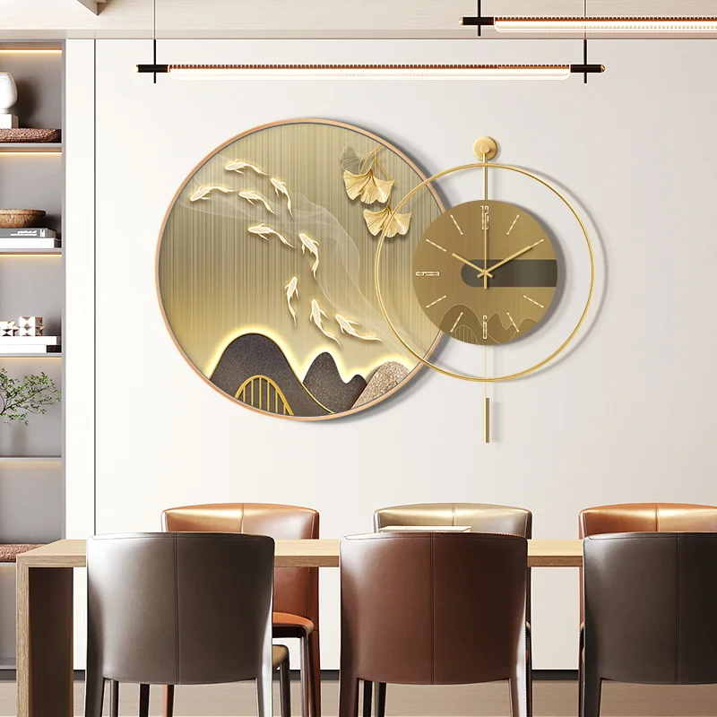 Настенные кухонные часы Mural, большие Настенные часы с цифровым механизмом, Необычные стрелки часов в стиле ретро, Золотая настенная роспись Horloge, украшение дома YX50WC