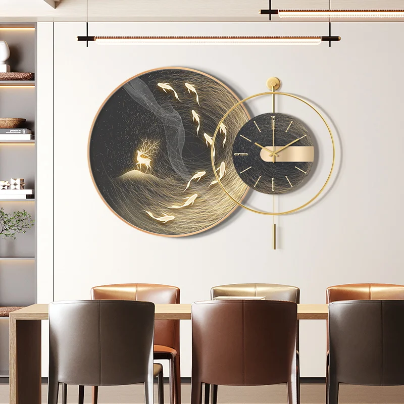 Настенные кухонные часы Mural, большие Настенные часы с цифровым механизмом, Необычные стрелки часов в стиле ретро, Золотая настенная роспись Horloge, украшение дома YX50WC