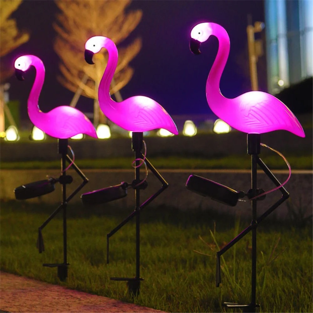 Солнечные Декоративные Светильники Flamingo Наружные Водонепроницаемые Украшения для дорожек в саду и патио Беспроводной Солнечный Фонарь Лампа