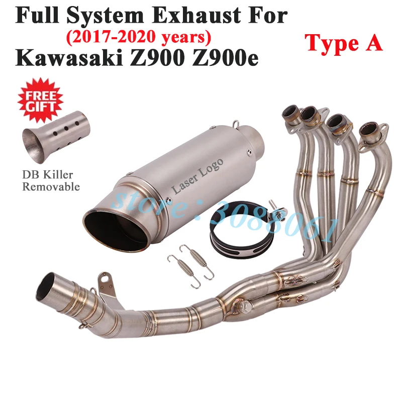 Полная система выпуска выхлопных газов для Kawasaki Z900 2017-2020, Модифицированная накладка на переднюю среднюю соединительную трубу, глушитель из углеродного волокна DB Killer