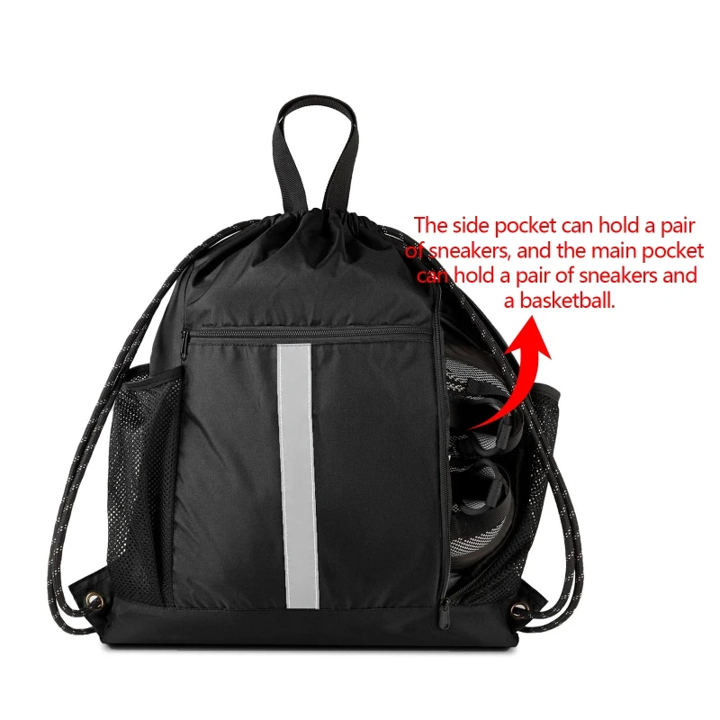 Баскетбольная сумка на молнии для мальчиков с двойной боковой сетчатой сумкой, складной рюкзак, спортивная сумка, спортивный футбольный рюкзак на шнурке