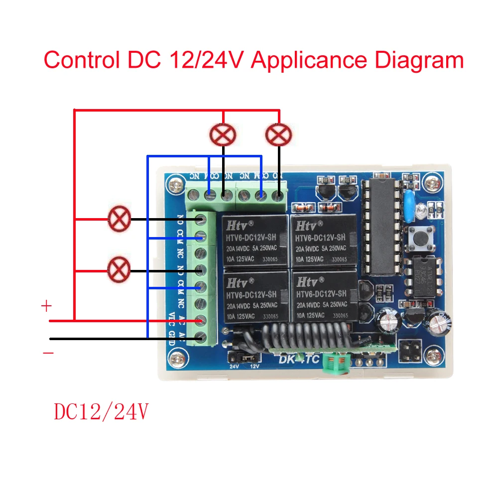 DC 12V 24V 4-канальный беспроводной пульт дистанционного управления системой включения света металлический кнопочный передатчик 10A релейный приемник на частоте 433,92 МГц