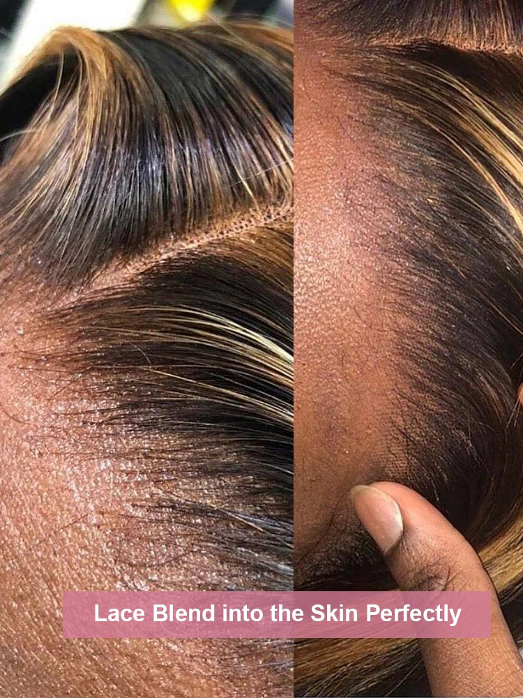 Выделите Парик из человеческих волос Бразильского коричневого цвета 13x4 HD Синтетические волосы на кружеве Натуральные волосы Парики для женщин Омбре Объемная волна Синтетические волосы на кружеве Парик