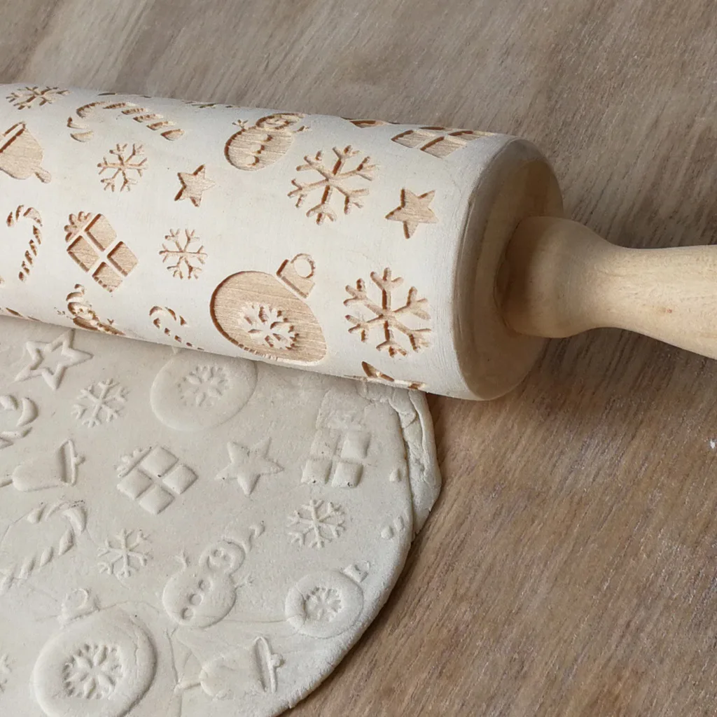 Деревянные скалки с рисунком Снеговика для рождественского печенья, Скалка с рисунком, валик для теста, формы для выпечки, Рождественские подарки