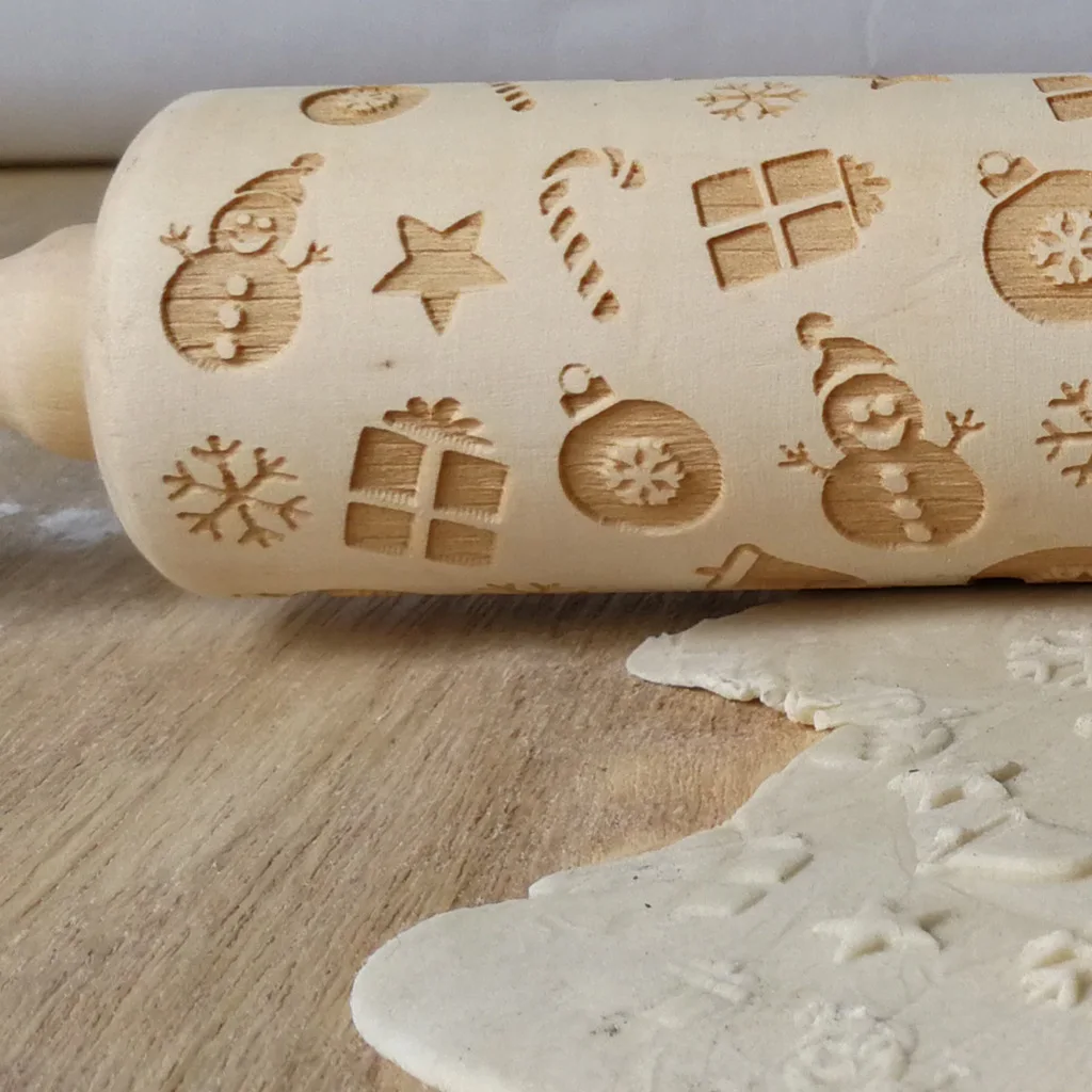 Деревянные скалки с рисунком Снеговика для рождественского печенья, Скалка с рисунком, валик для теста, формы для выпечки, Рождественские подарки