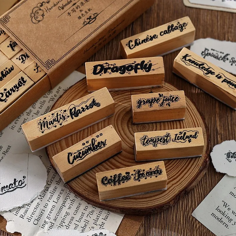 8 Шт. Набор деревянных резиновых штампов с рисунком поздравительных слов для изготовления открыток DIY Craft Scrapbooking