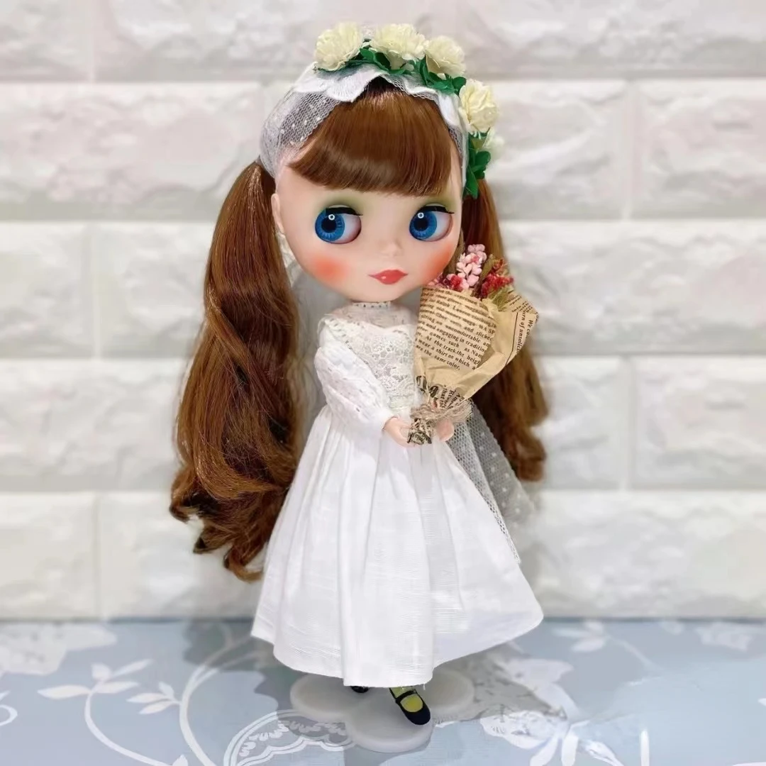 Кукла-фигурка Neo Blyth Blue Rabbit BJD 2022 ИЮЛЬ Белое платье, гирлянда, сельская местность, коллекция кукол ручной работы Kawaii Girl