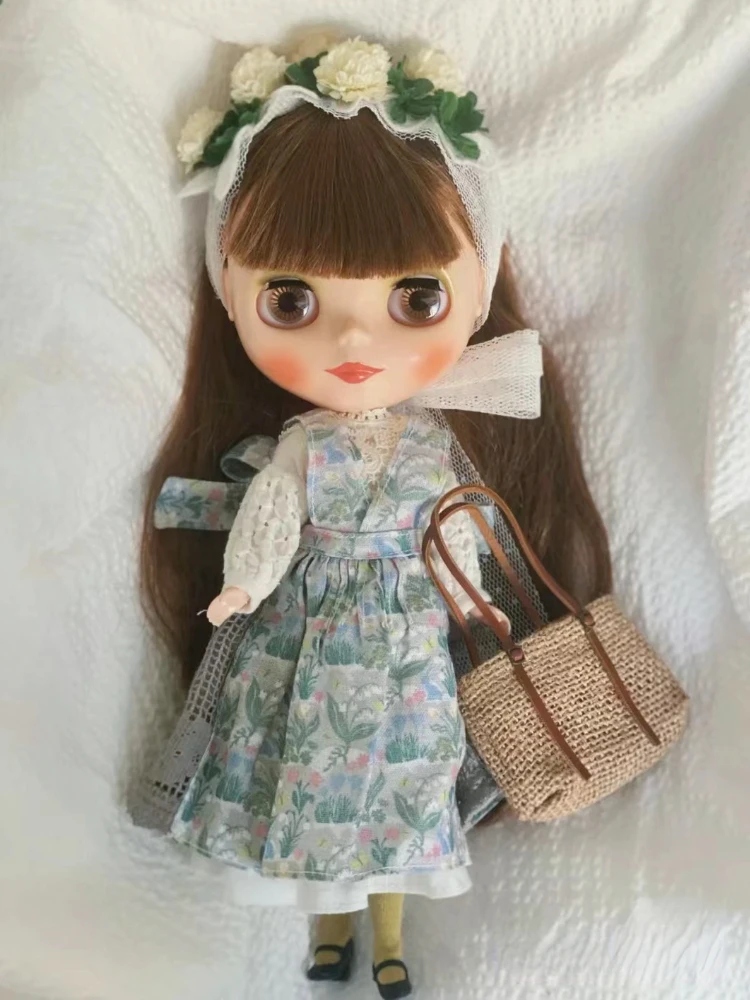 Кукла-фигурка Neo Blyth Blue Rabbit BJD 2022 ИЮЛЬ Белое платье, гирлянда, сельская местность, коллекция кукол ручной работы Kawaii Girl