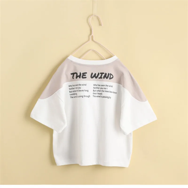 Летняя футболка Lenoyn, модная детская футболка с коротким рукавом, короткий рукав, дышащий топ из чистого хлопка для средних и маленьких детей