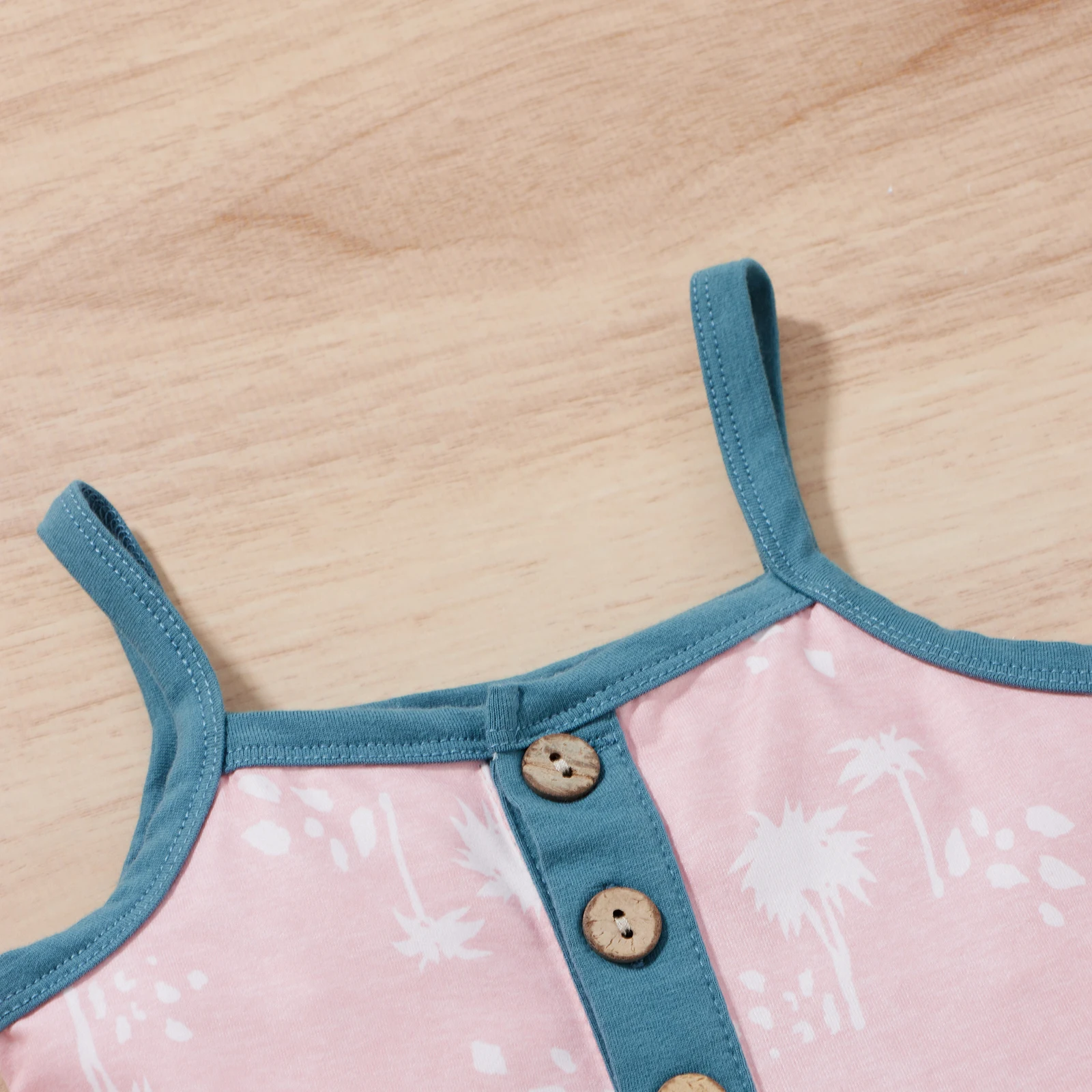 Летняя одежда из 2 предметов для маленьких девочек, топы на пуговицах с рисунком дерева и без рукавов + комплект шорт