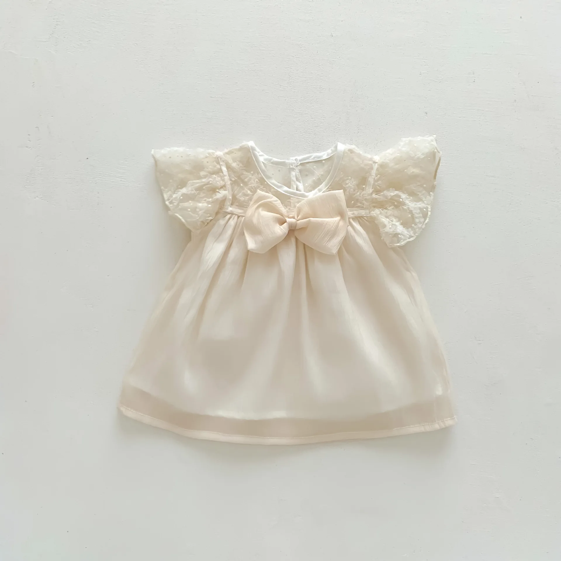 Angoubebe 111H30 Для новорожденных девочек С короткими рукавами, Сетчатая Удобная Дизайнерская Одежда Для Сестер, Комбинезон, Комбинированное платье Летом