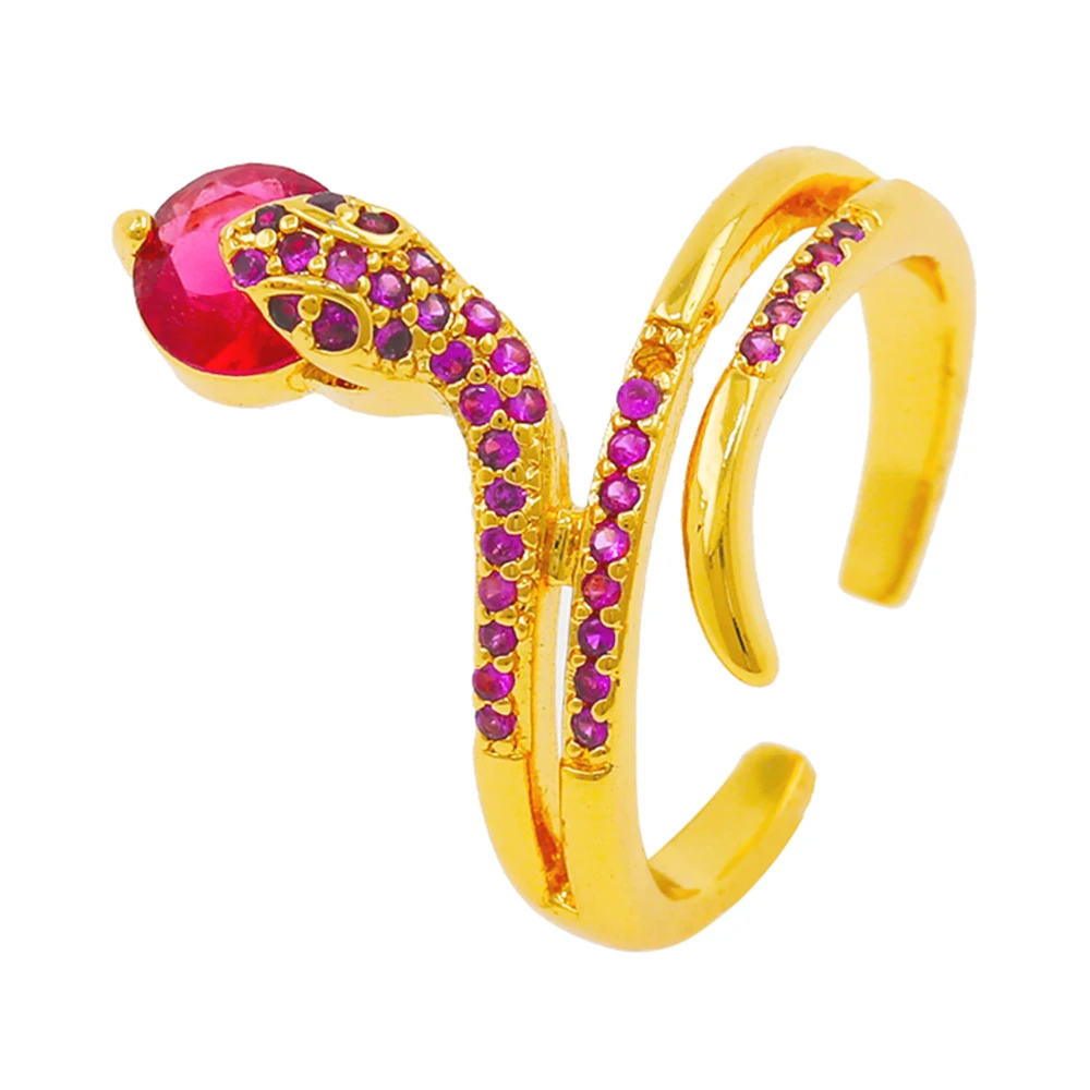 Винтажные ювелирные изделия из 24-каратного золота, женское кольцо в виде змеи, Кубический цирконий, без потускнения, Анилло для пальцев