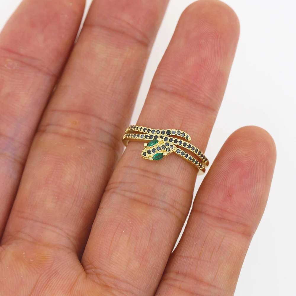 Винтажные ювелирные изделия из 24-каратного золота, женское кольцо в виде змеи, Кубический цирконий, без потускнения, Анилло для пальцев