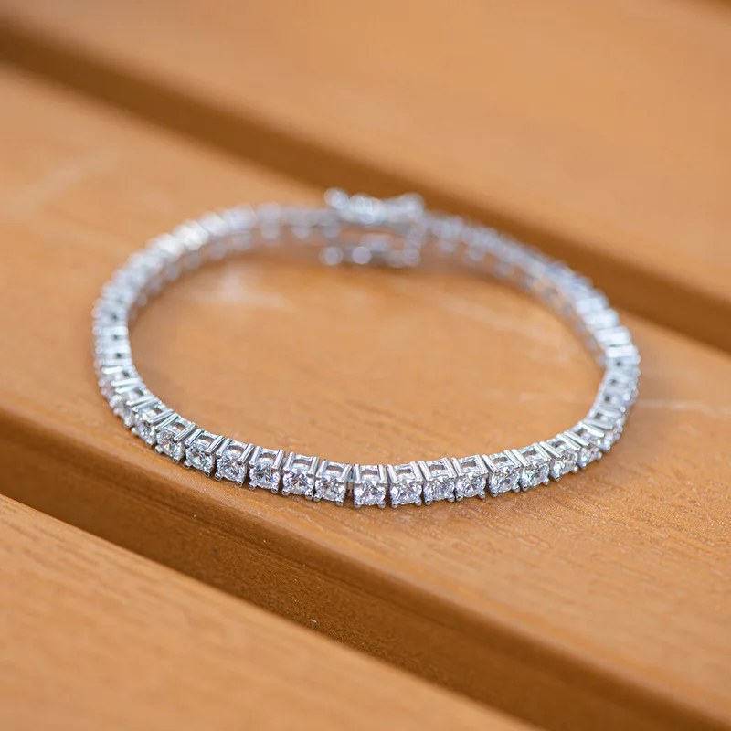 Теннисные браслеты-цепочки с кубическим цирконием для женщин и мужчин, модный серебристый цвет, покрытый льдом кристалл, свадебный подарок для друзей, роскошный подарок