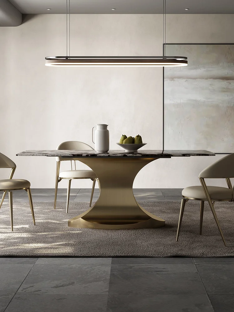 Очаровательный Обеденный стол из натурального мрамора класса Люкс 2022 Новый Прямоугольный Итальянский Импортный обеденный стол из роскошного камня для дома