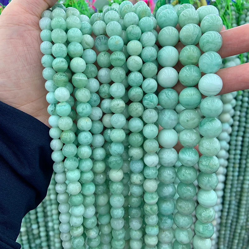 Бусины из натурального зеленого флюорита 4-12 мм, 15 