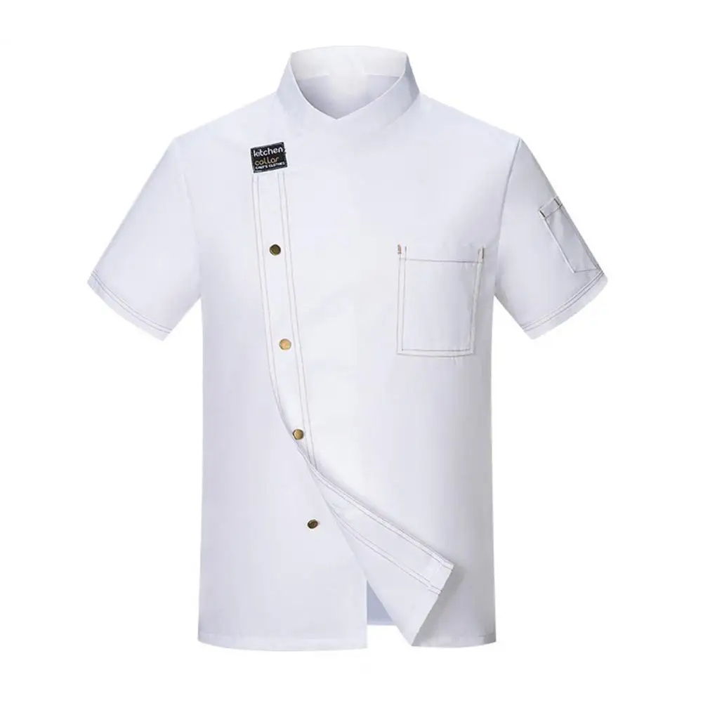 Модная рубашка шеф-повара, Быстросохнущая однотонная одежда с защитой от скатывания, Унисекс, пальто шеф-повара кухни для взрослых, форма для приготовления пищи в отеле, маслостойкая
