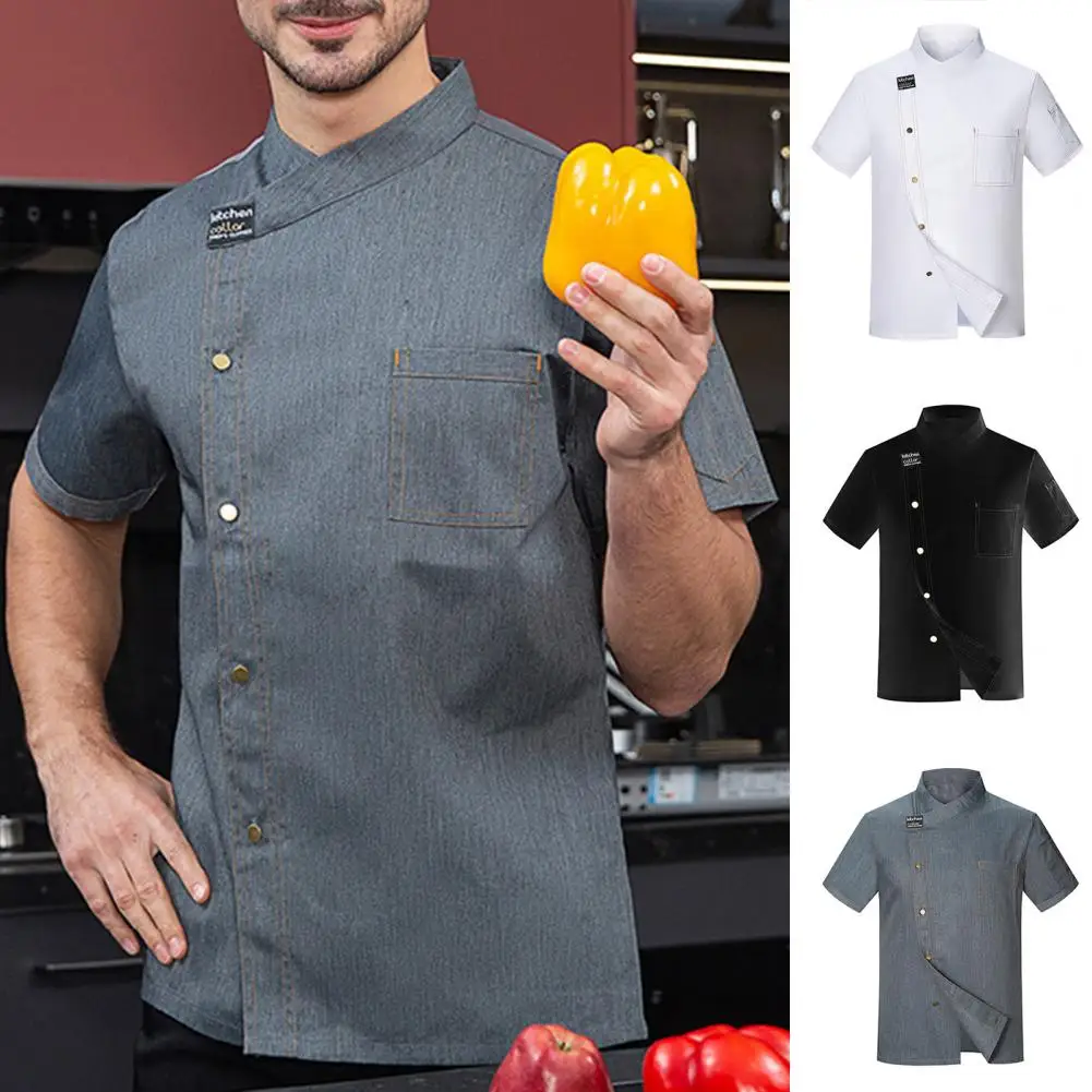 Модная рубашка шеф-повара, Быстросохнущая однотонная одежда с защитой от скатывания, Унисекс, пальто шеф-повара кухни для взрослых, форма для приготовления пищи в отеле, маслостойкая