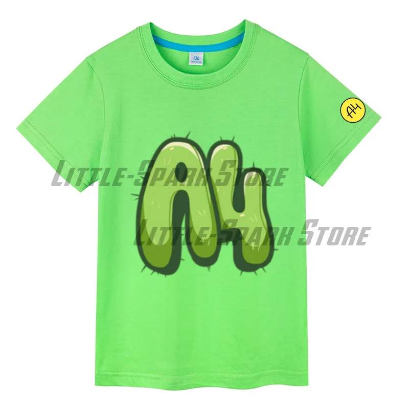Cartoon А4 Cactus Children T Shirts Tops а4 мерч Boys Girl Short Sleeve T Shirts Влад Бумага А4 100% Cotton Vlad Kids T-Shirt