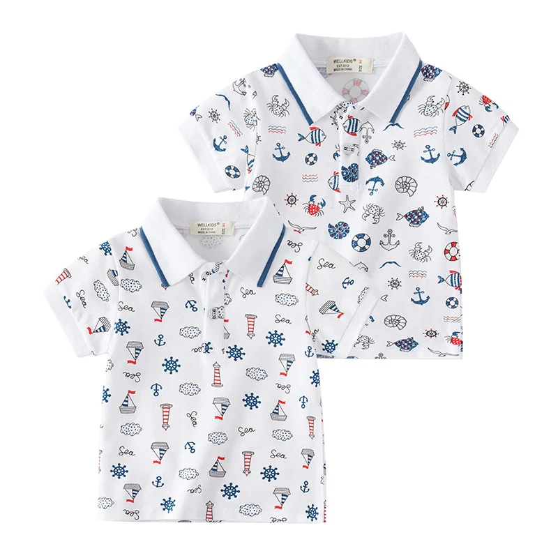 Футболки-поло для мальчиков Anchor, хлопковые футболки для малышей, летняя детская одежда