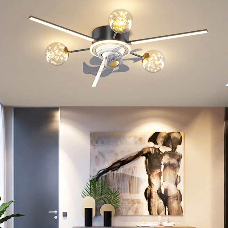 Люстры, новинка 2023 года, современные для гостиной, потолочный вентилятор, лампа для столовой с дистанционным управлением, внутреннее освещение, подвесной светильник