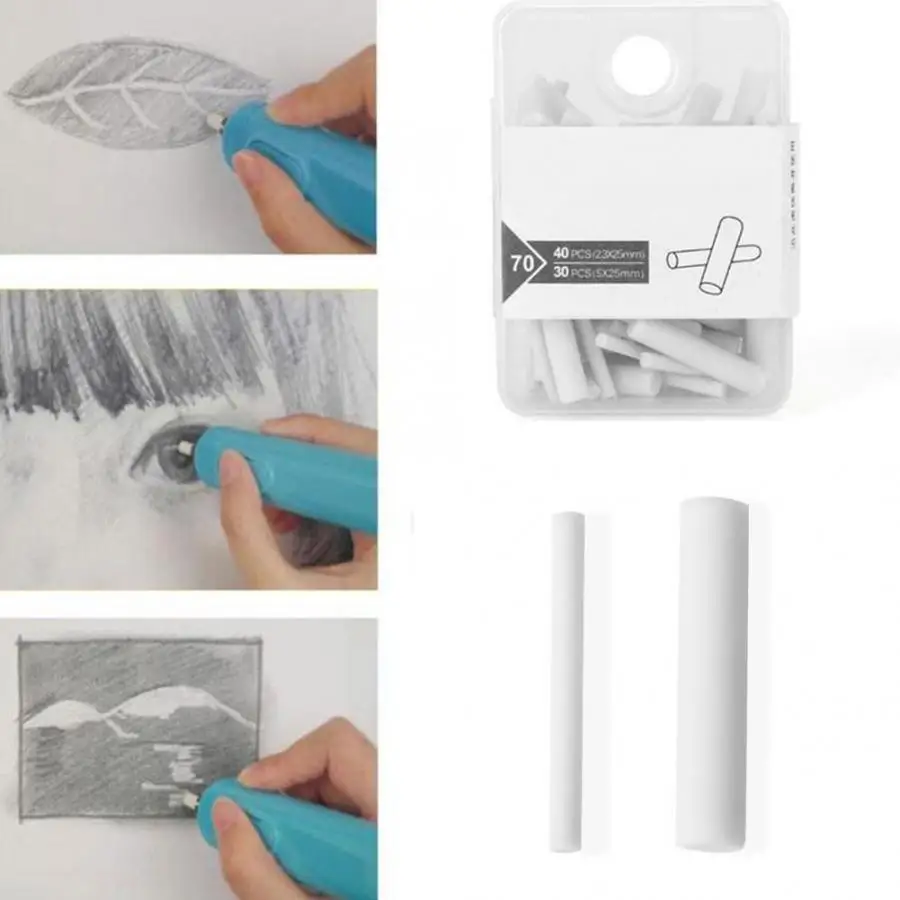 70шт 2,3/5 мм карандаш для рисования эскизов Электрический ластик для пополнения и замены рисунка Механические милые размятые ластики для детской школы