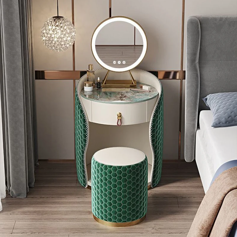 Небольшой туалетный столик из деревянной доски, Современный простой столик для макияжа в спальне С выдвижными ящиками, комод, Зеркало со светодиодной подсветкой, мебель для дома HY