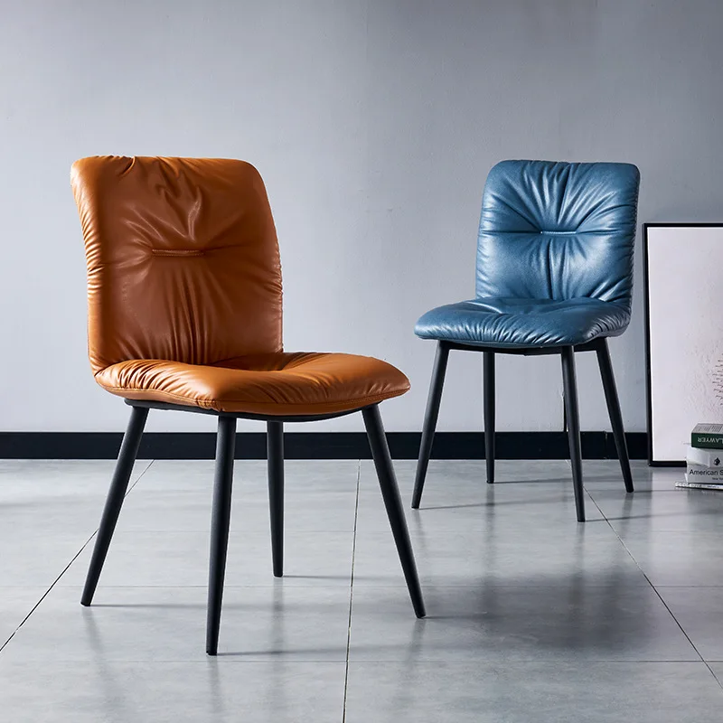 Nordic Light Роскошный обеденный стул, стул для домашнего ресторана, Мягкое кресло для отеля, Кожаное кресло для кофейни, Дизайнерское простое кресло