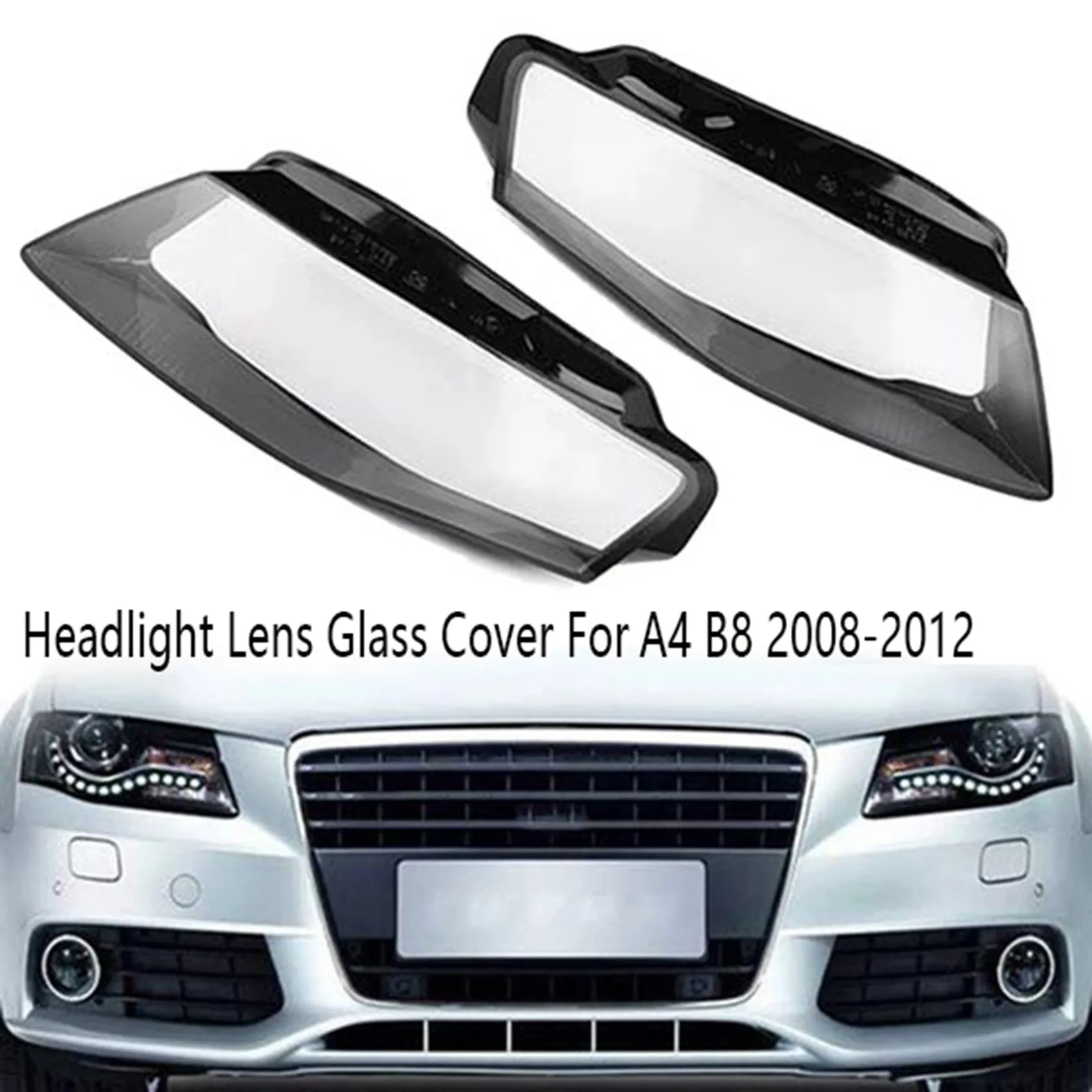 1 пара новых фар, стеклянная крышка объектива автомобильной фары для A4 B8 2008-2012, крышка лампы, корпус
