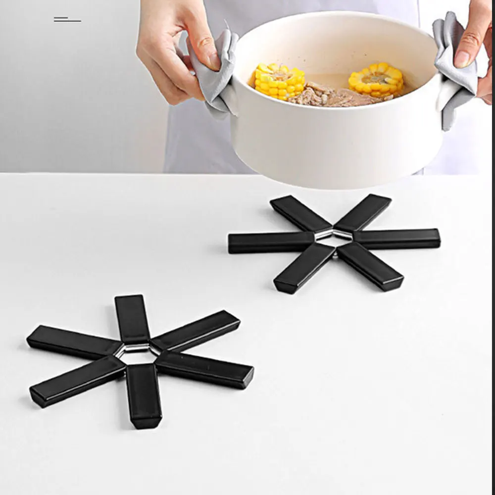 Креативная черная Складная Противоскользящая Термостойкая салфетка Для посуды, Подставка для посуды, Кухонный аксессуар
