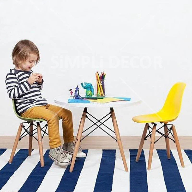 Детский стол Современный классический детский обеденный стол из МДФ Детский игровой стол для отдыха Детский учебный стол с деревянной ножкой Приставной столик чайный столик