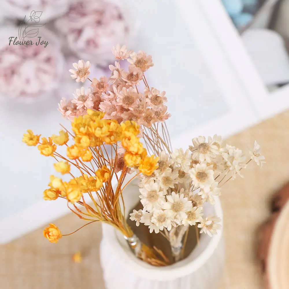 Мини-маргаритка, маленькая звездочка, букет из сухоцветов, эстетичный декор для сада, дома, комнаты, сухая маленькая ромашка, украшение стола для свадьбы