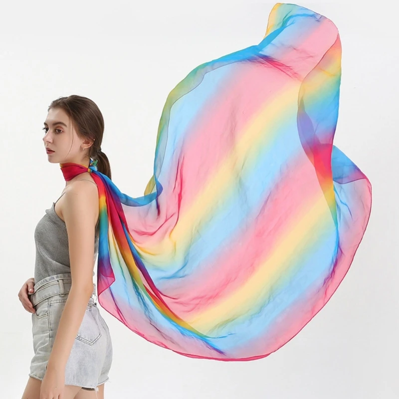 Модный летний приморский шарф для женщин, мягкая обертка цвета радуги, повседневные крутые шарфы, шали, платки, женские принадлежности