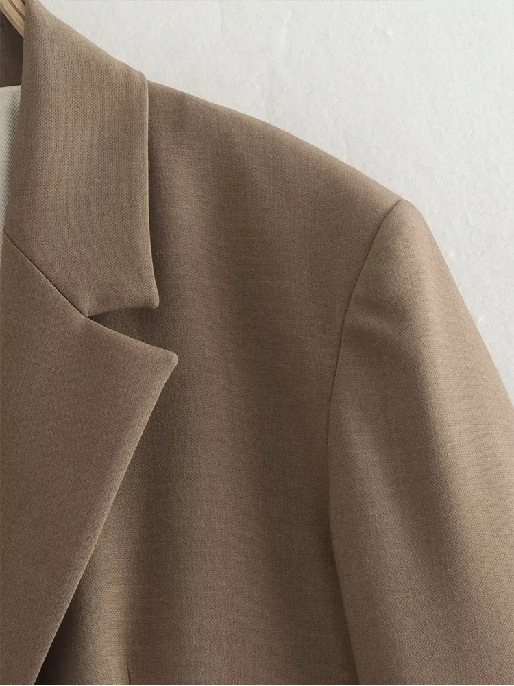 Новый женский модный офисный двубортный костюм с лацканами 2023 года, винтажное пальто с разрезным воротником и длинными рукавами, повседневный универсальный топ для улицы