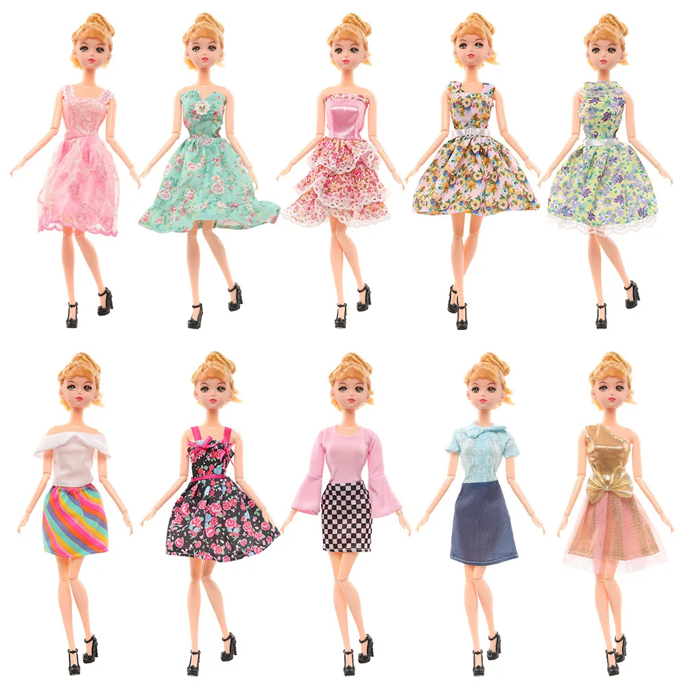 10шт 1/6 Кукольная одежда для 30 см Барби Переодевание Модный костюм Платье Юбка с цветочным рисунком Игрушки для девочек Подарки