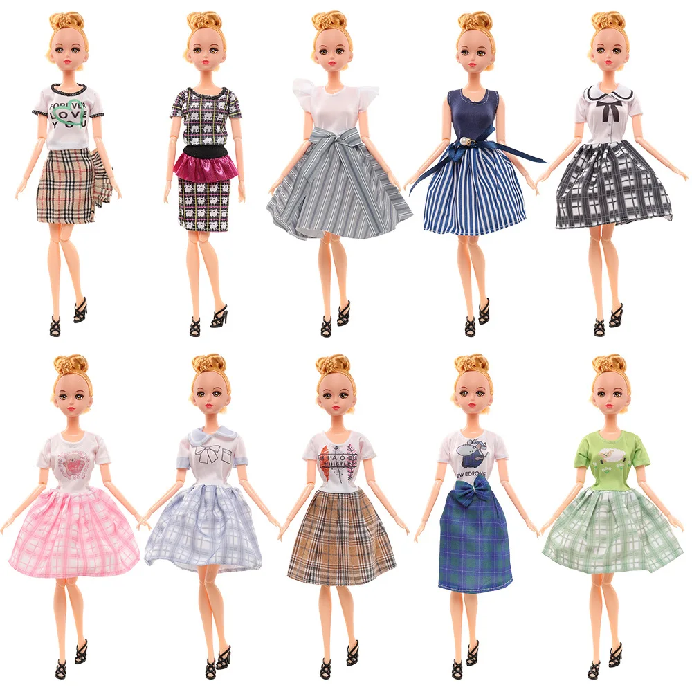 10шт 1/6 Кукольная одежда для 30 см Барби Переодевание Модный костюм Платье Юбка с цветочным рисунком Игрушки для девочек Подарки