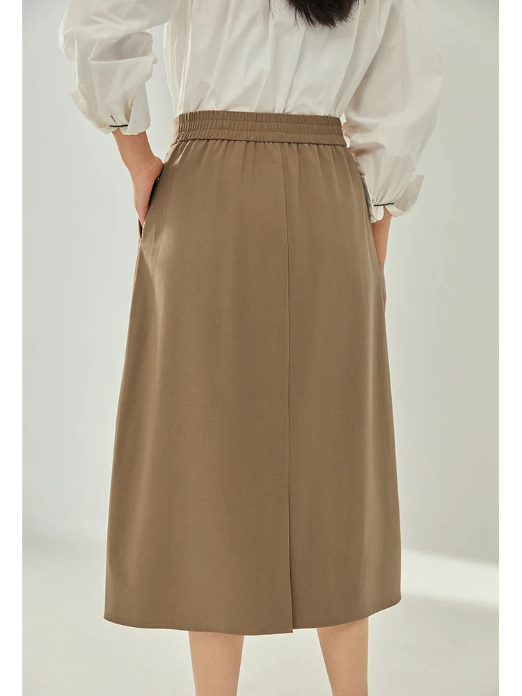 DUSHU【Распродажа] Женская Асимметричная плиссированная длинная юбка в стиле ампир, повседневная плиссированная юбка на талии сзади, Офисная леди, Весна, однотонная