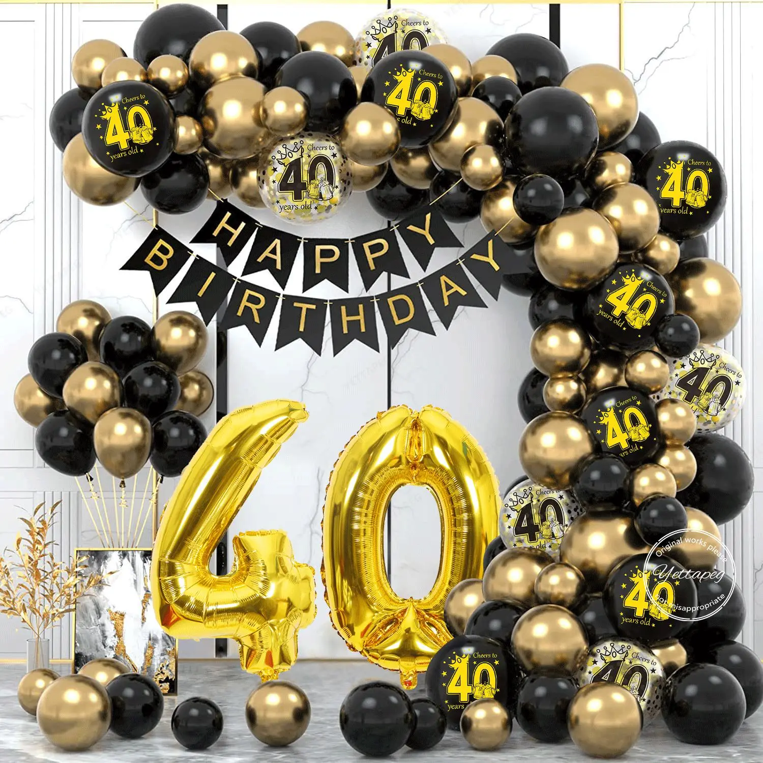 Черный Золотой воздушный шар, Гирлянда, Арка, Комплект Конфетти, Латексный Воздушный шар, Счастливый декор для вечеринки в честь Дня рождения 18 30 40 50 лет, Юбилей взрослых