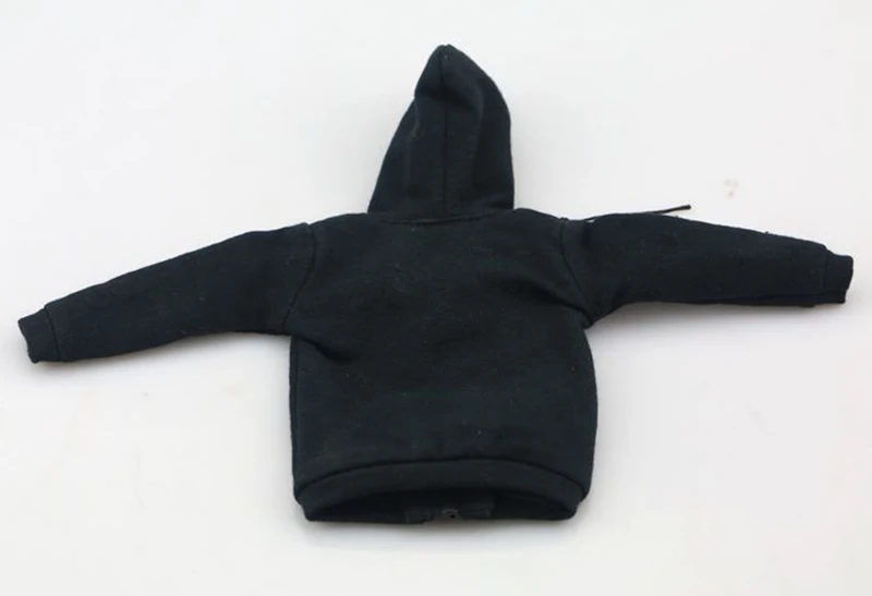 Аксессуар для мужской одежды в масштабе 1/6, солдатский свитер с капюшоном на молнии спереди, черный и белый цвета для фигурного катания на 12 дюймов