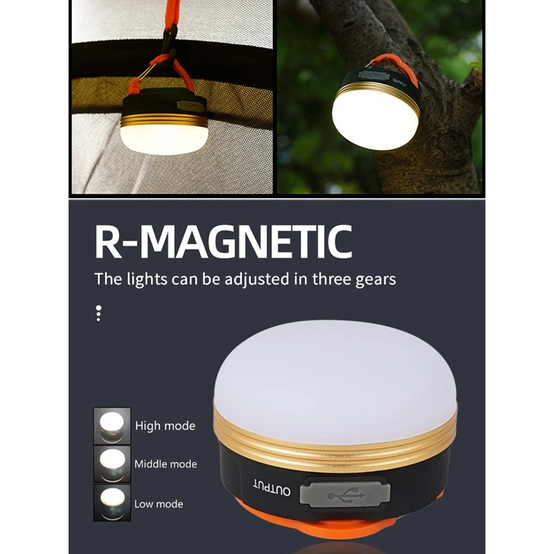 Светодиодный фонарь для кемпинга, аварийный рабочий фонарь, можно подвесить USB-аккумуляторный фонарь для кемпинга с магнитами