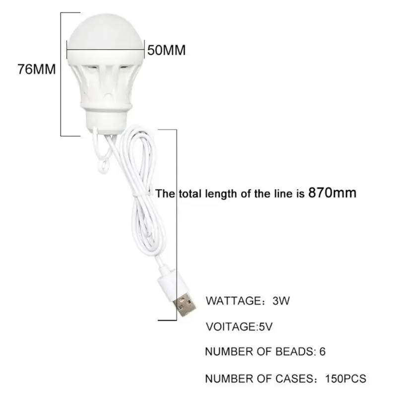 Светодиодная лампа с питанием от USB мощностью 1 Шт. 3 Вт, портативные подвесные фонари, ночник для пеших прогулок, кемпинга, рыбалки, палатки, освещения для путешествий