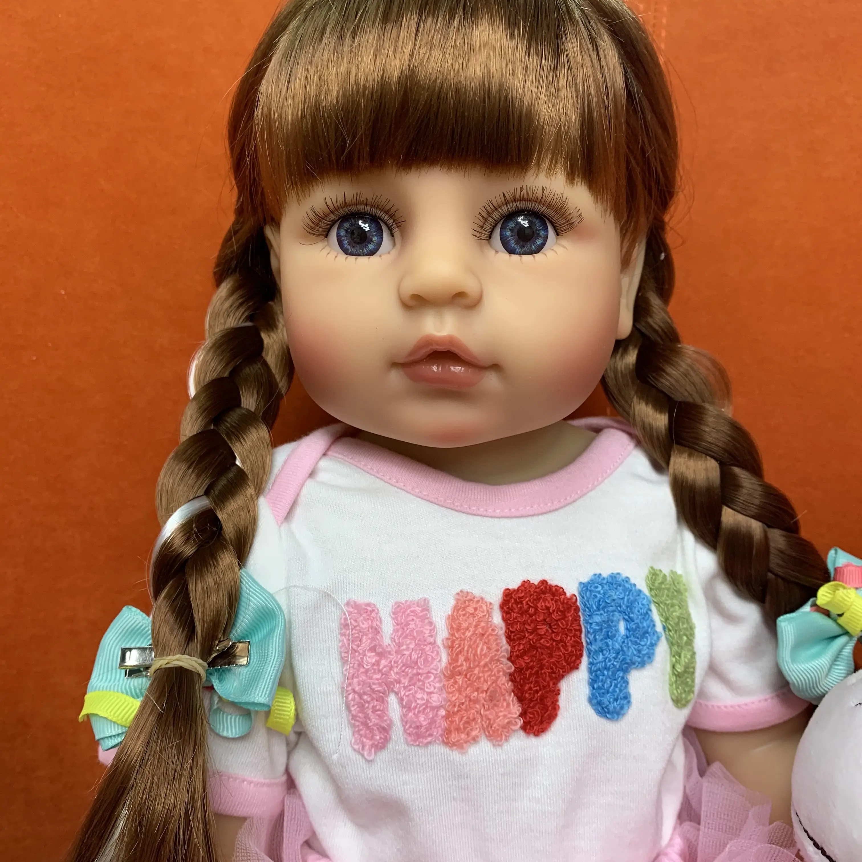 NPK 55 см Силиконовые Детские Куклы Для Всего Тела Реалистичные Водонепроницаемые Милые Модные Новорожденные Bebes С Длинной Твист-Косой Kid Playmate Toy