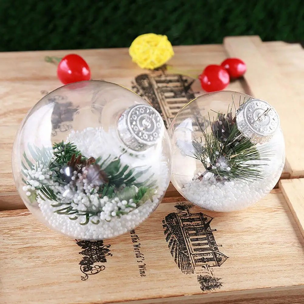 10шт Прозрачных Рождественских шаров из полого пластика, глянцевые пустые безделушки своими руками для вечеринки