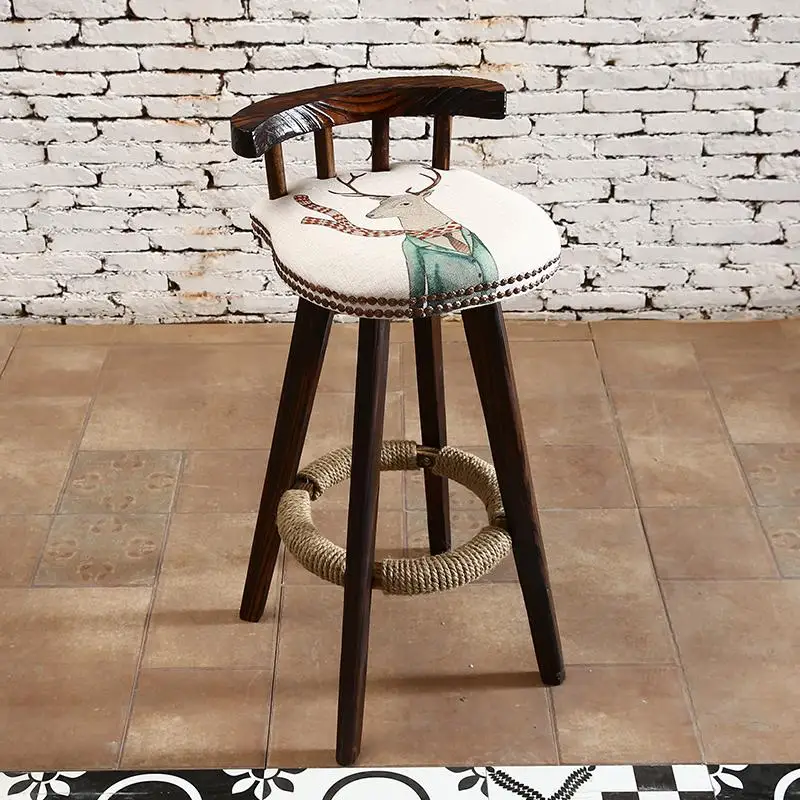 Американский стульчик для кормления из массива дерева, домашний барный стул, современный простой вращающийся барный стул, высокий барный стул с европейской спинкой