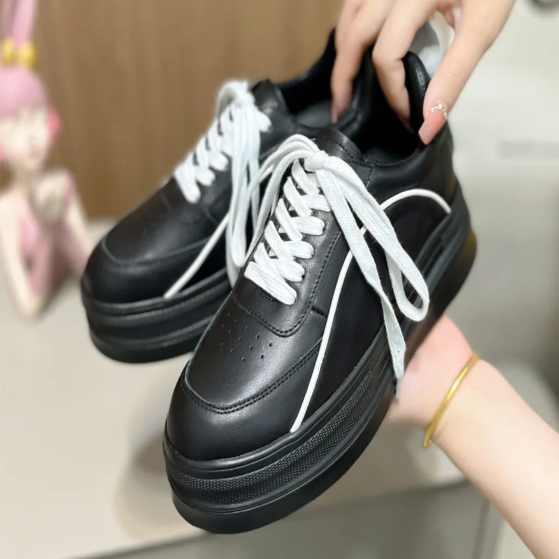 Новое поступление 2023 года; Женская обувь на шнуровке с круглым носком; Удобные женские кроссовки из натуральной кожи;
