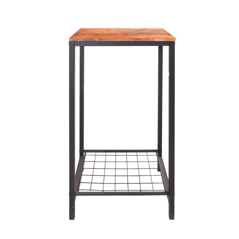 Двухъярусный приставной столик\  Промышленный приставной столик-тумбочка с прочным металлическим каркасом\  Журнальный столик с сетчатыми полками Для