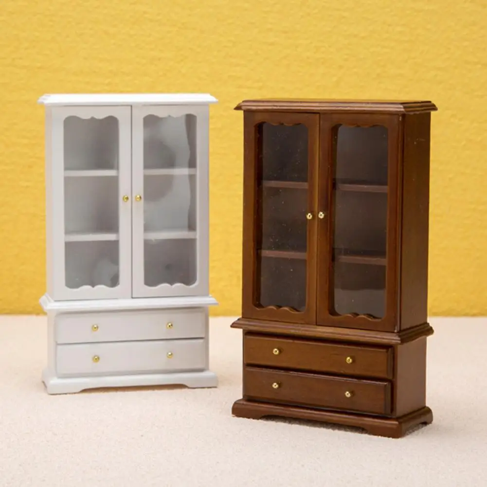 Миниатюрный шкаф 1:12 Прочная березовая мебель Модель игрушки Миниатюрный кукольный дом Модель шкафа реквизит для сцены