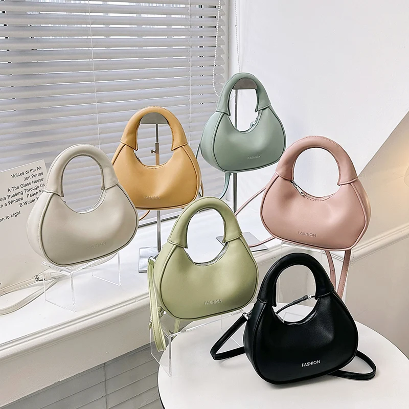 INS Элегантные женские розово-зеленые сумки-полумесяцы, дизайнерская желтая сумочка, сумка с круглой ручкой, вечерний клатч, офисные женские шикарные сумки подмышками