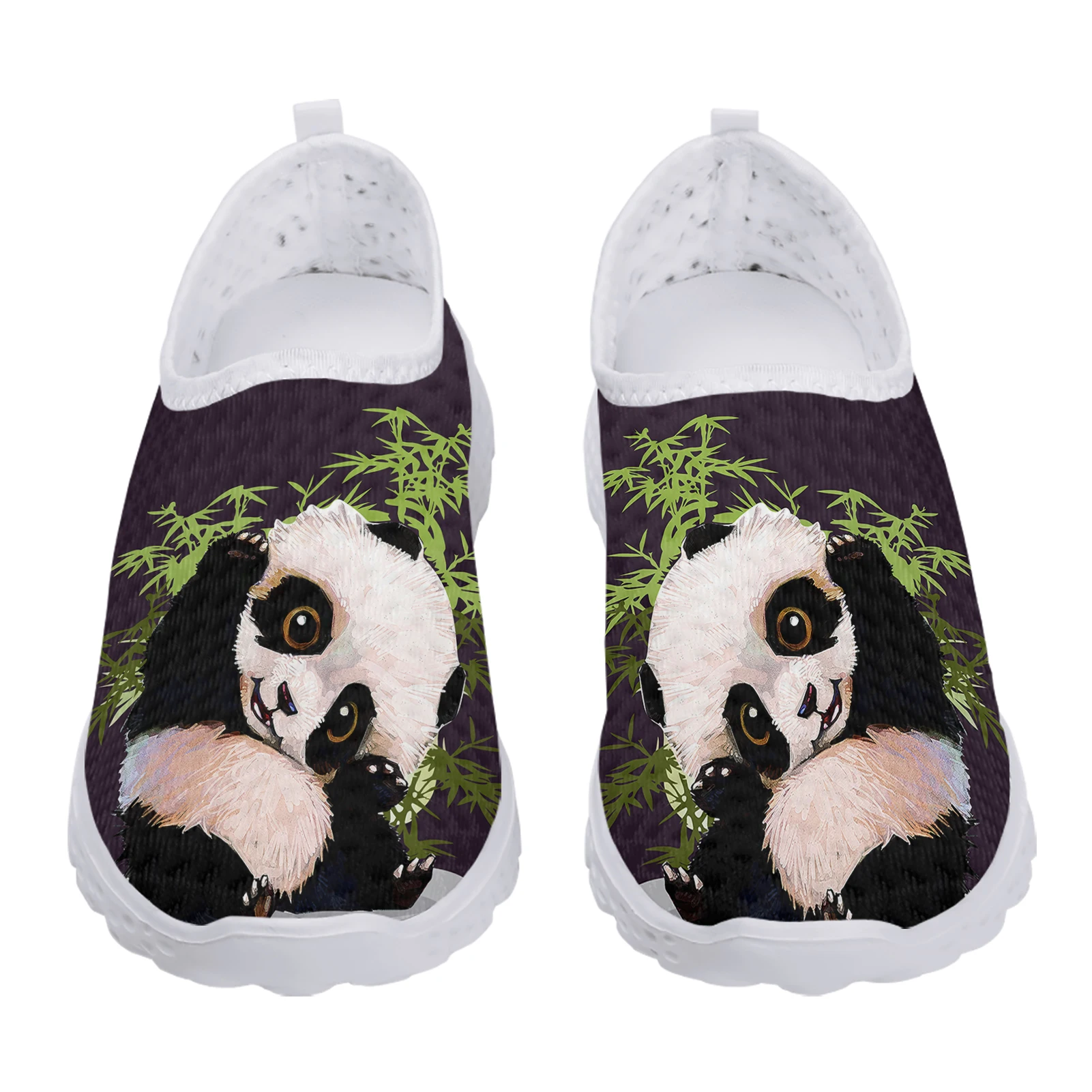 INSTANTARTS Женская обувь с 3D-принтом из бамбука с милой пандой, удобная и дышащая летняя обувь, Сетчатые кроссовки, обувь без застежки