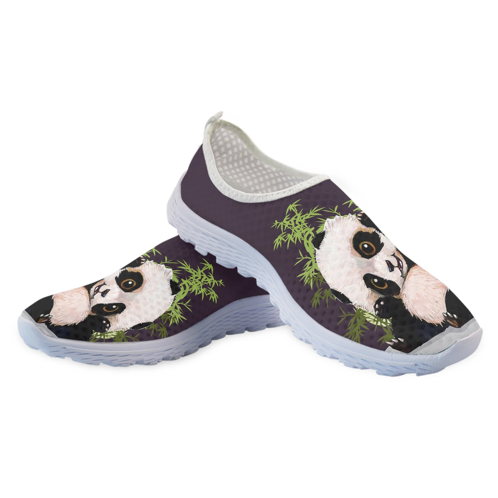 INSTANTARTS Женская обувь с 3D-принтом из бамбука с милой пандой, удобная и дышащая летняя обувь, Сетчатые кроссовки, обувь без застежки